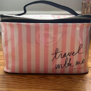 Victoria’s Secret pink and white striped travel bag